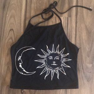 Sun and moon halter crop top